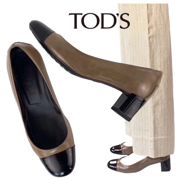 _TOD's Made in Italy patent cap toe leather mid-heel pumps + NEW dust bag - Picture 1 of 12